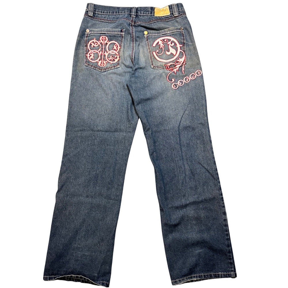 Coogi Embroidered Denim Jeans Mens 34x34 Blue Vintage Y2K Wide Leg Relaxed